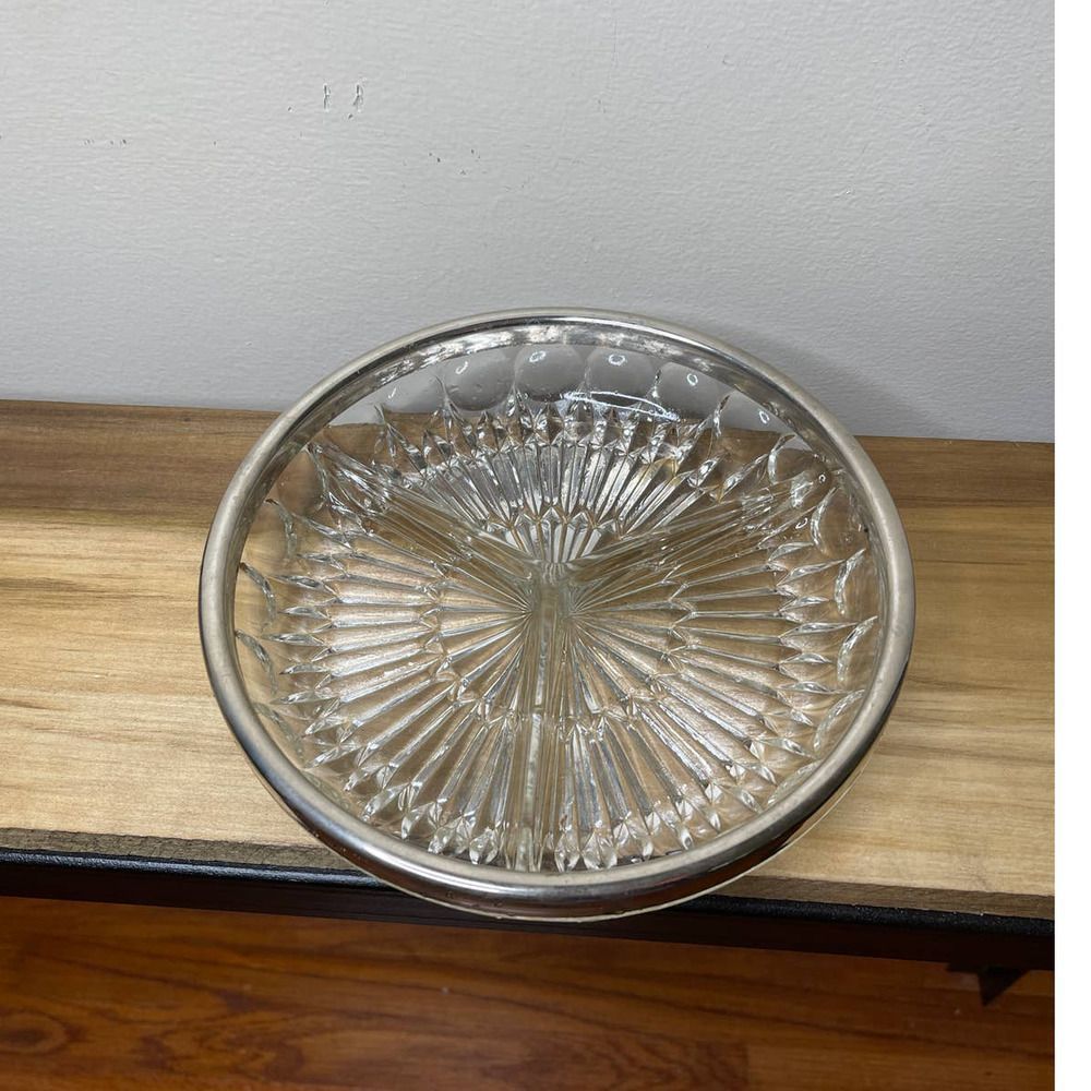 VTG Glass round tray with dividers‎